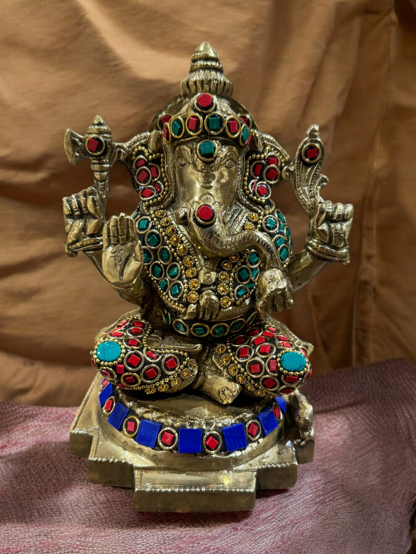 Brass Lord Ganesha Idol, 8 Inches