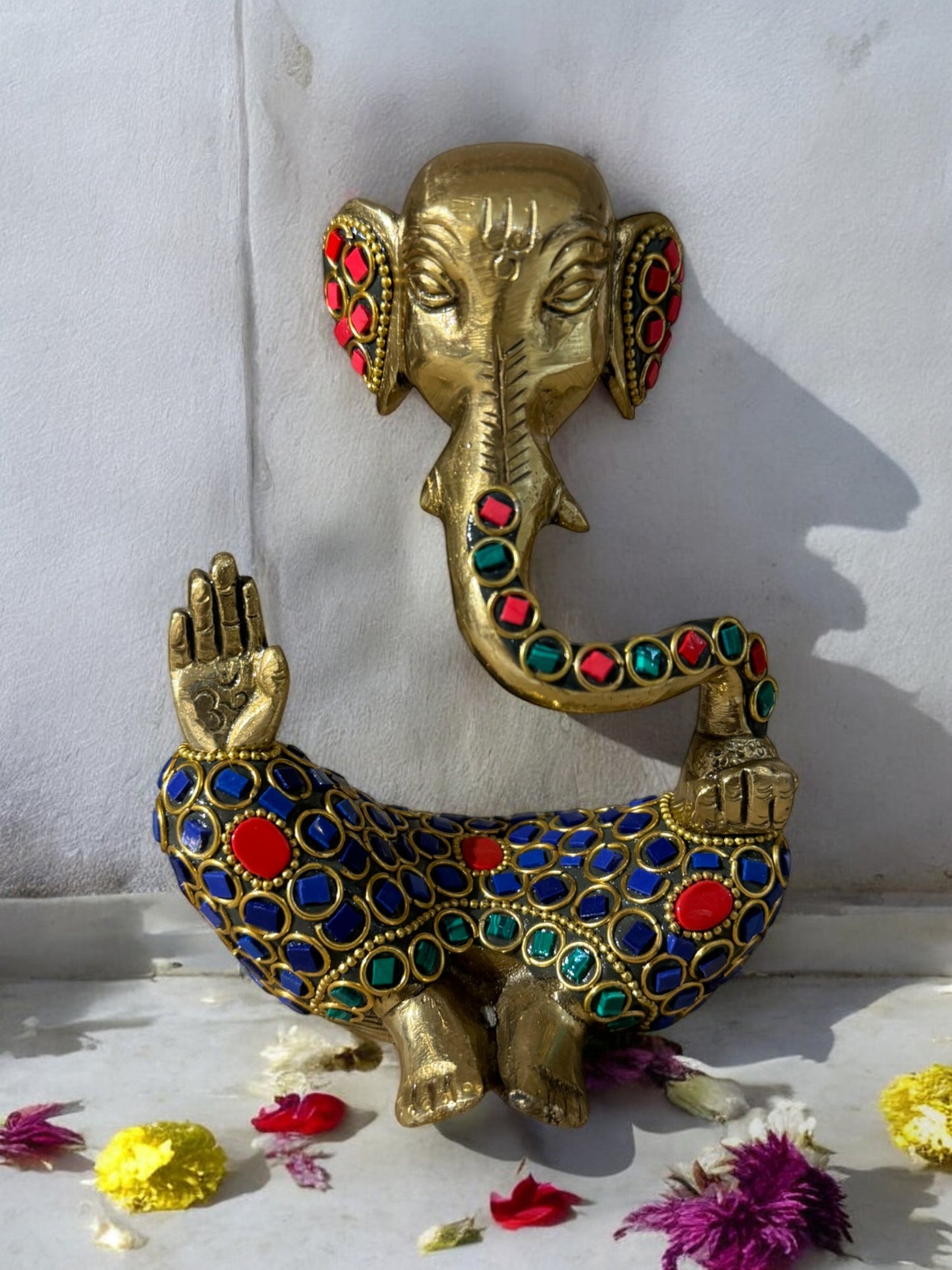 Decorative Brass Ganesha Idol, 8 Inch