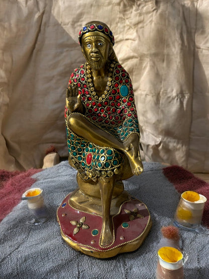 Brass Sai Baba Idol, 7 Inch