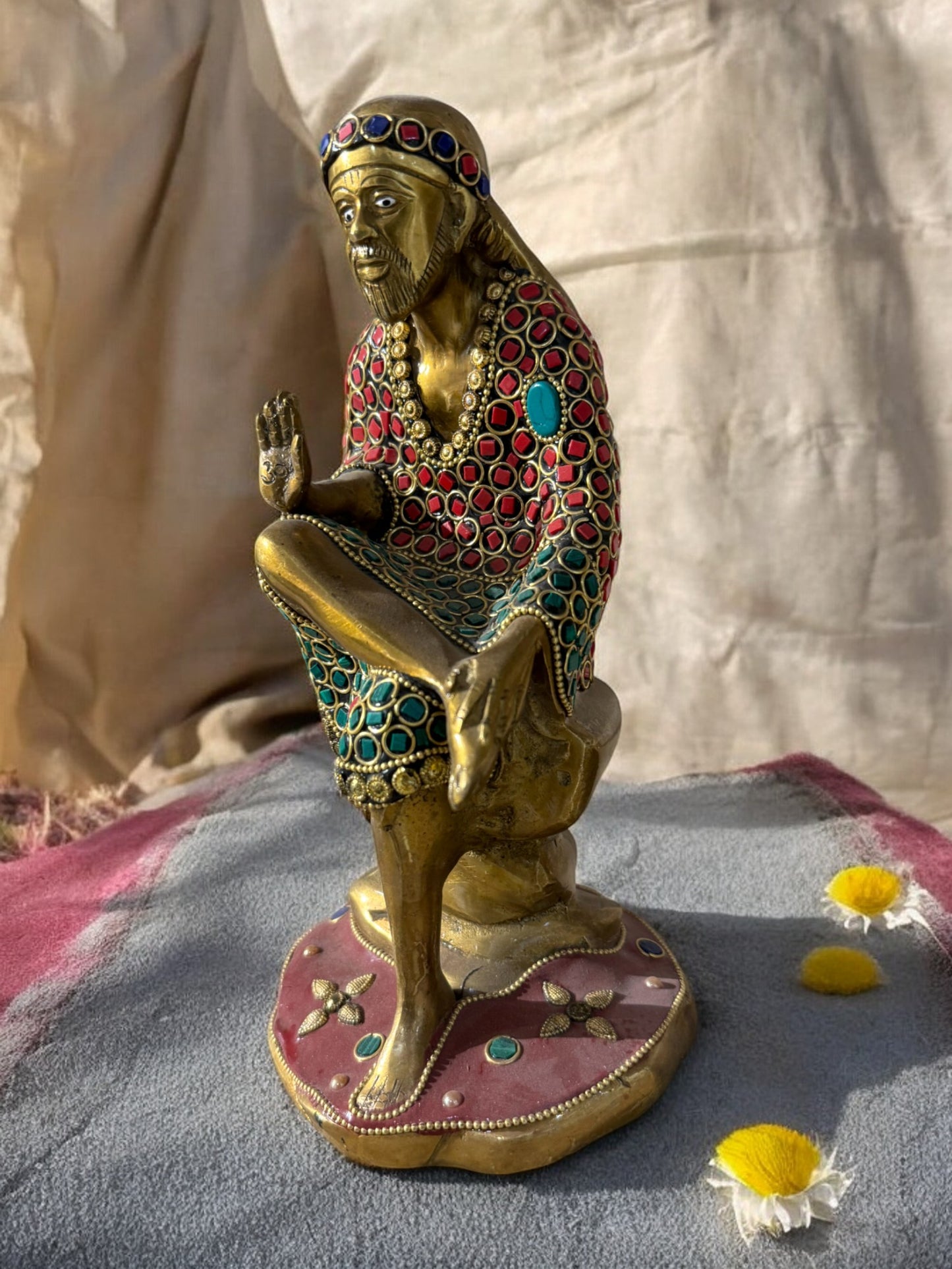 Brass Sai Baba Idol, 7 Inch