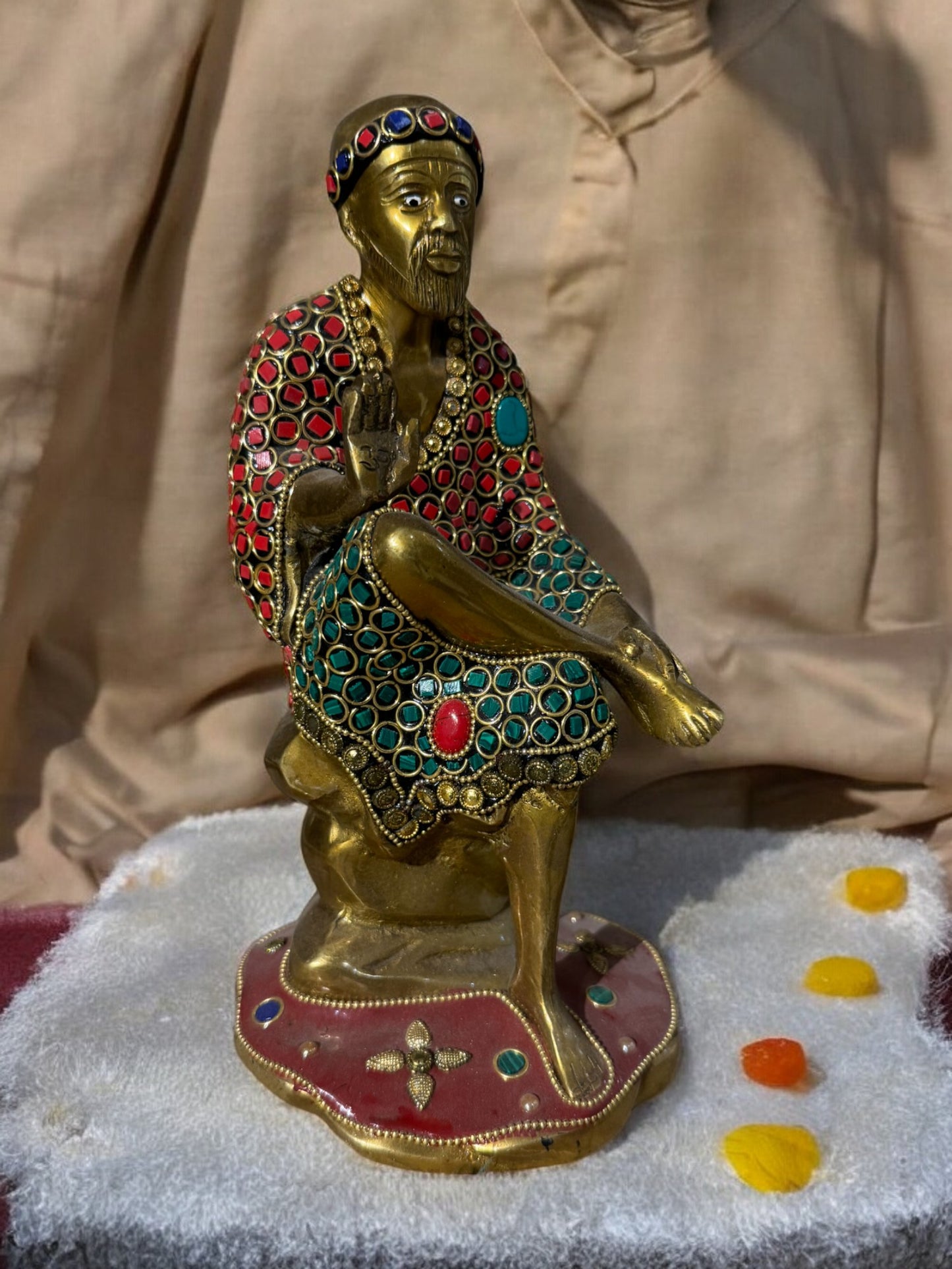 Brass Sai Baba Idol, 7 Inch