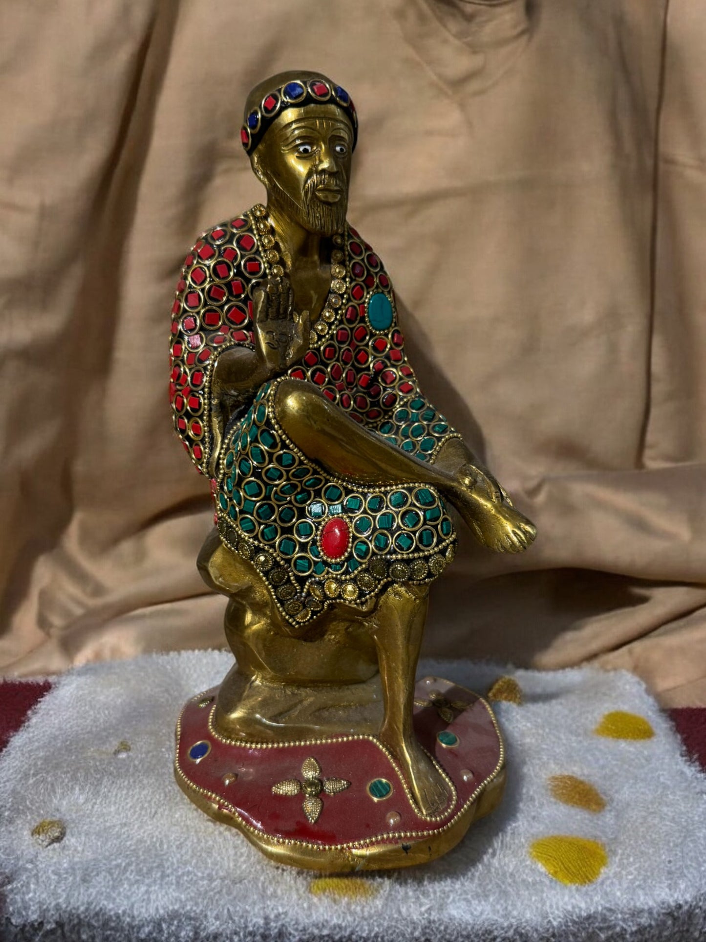 Brass Sai Baba Idol, 7 Inch