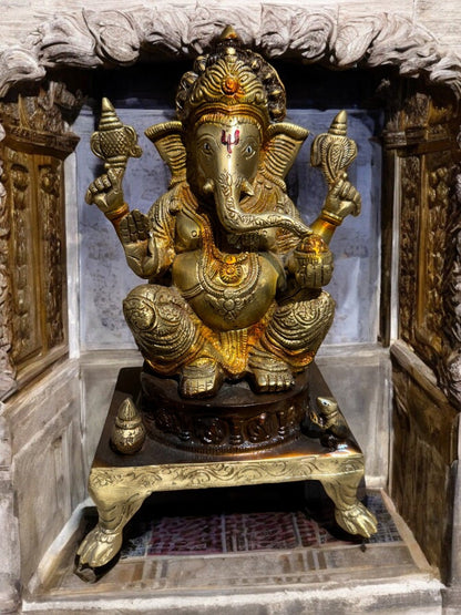 12-Inch Pure Brass Ganesha Idol – 3 KG