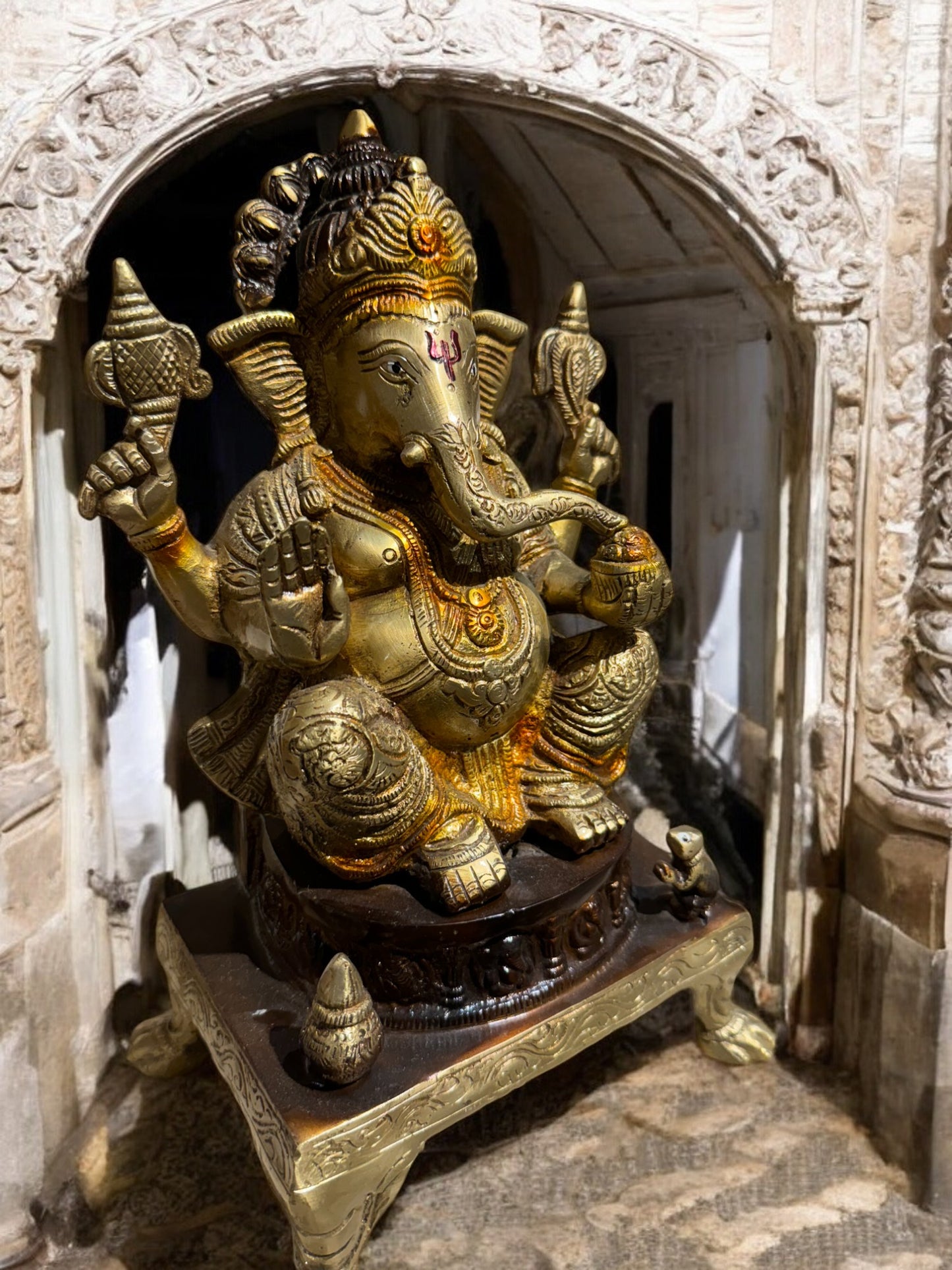 12-Inch Pure Brass Ganesha Idol – 3 KG