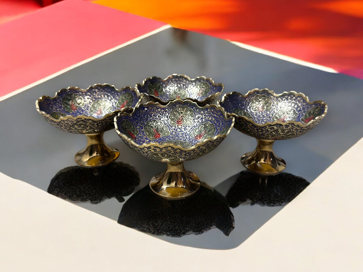 Luxury Handcrafted Brass Enamel Bowls (Set of 4)