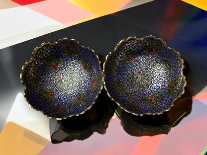 Luxury Handcrafted Brass Enamel Bowls (Set of 4)