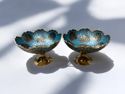 Luxury Handcrafted Brass Enamel Bowls (Set of 2)