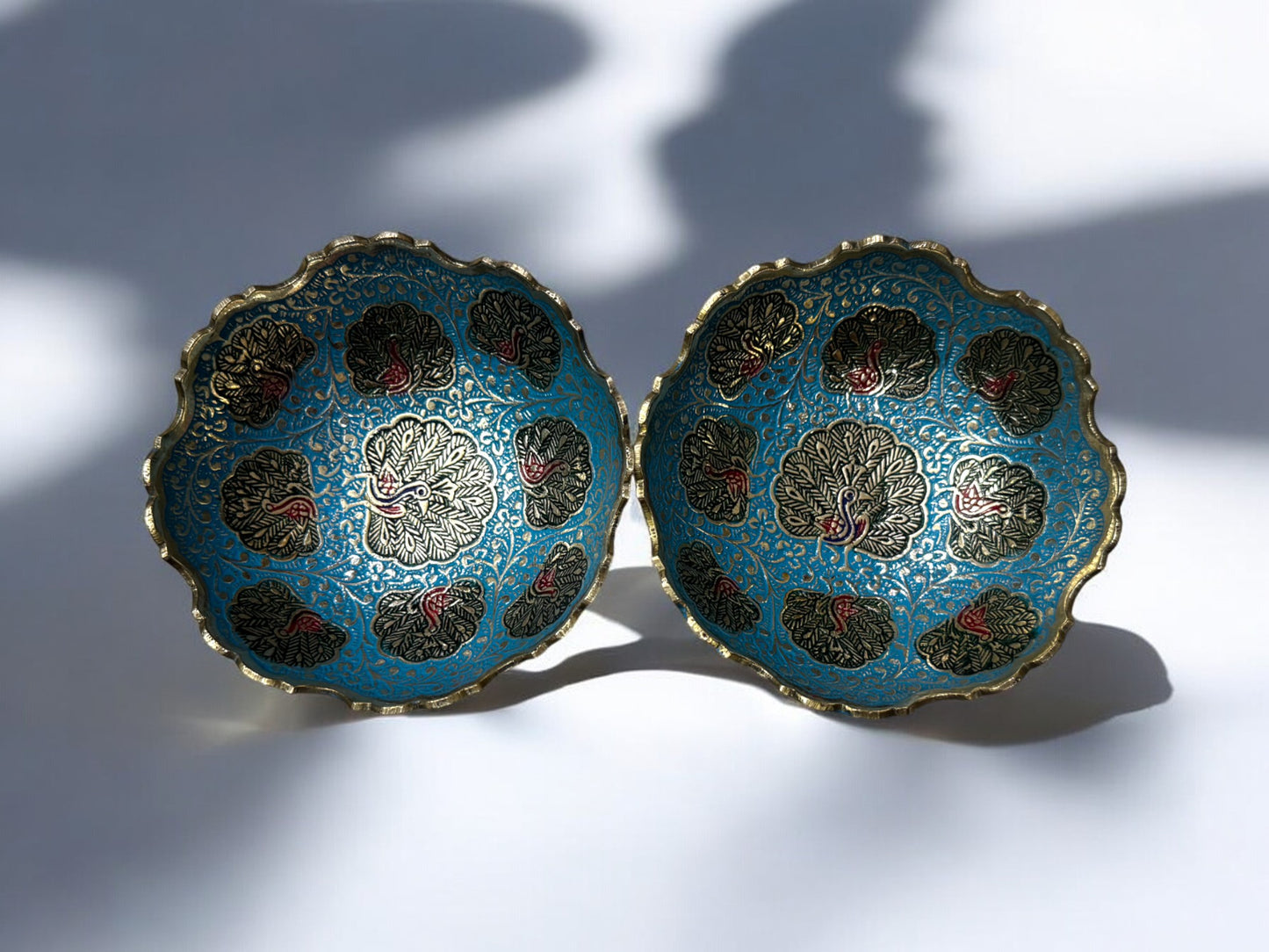 Luxury Handcrafted Brass Enamel Bowls (Set of 2)