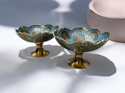 Luxury Handcrafted Brass Enamel Bowls (Set of 2)